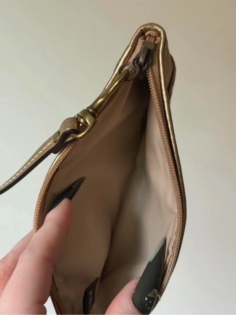 Coach Metallic Champagne Signature Wristlet